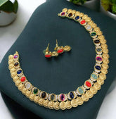 Multi Color in Naskhi Necklace with Earring - NN00106